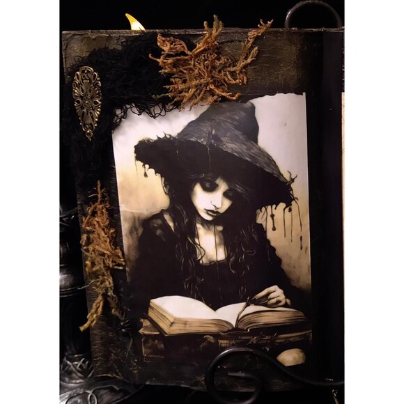BLACK FLAME CANDLE Spell Book Halloween Spooky Witch Decor - Picture 2 of 6